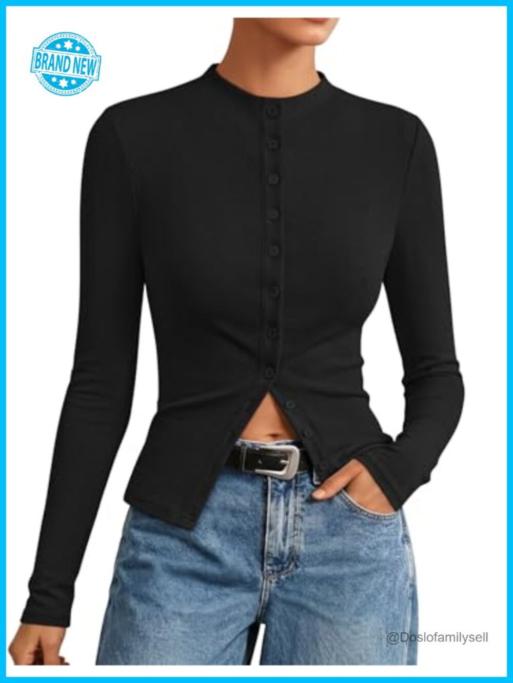 Mock Neck Lightweight Cardigan Sweater Button Down Knit Fall Office Layering